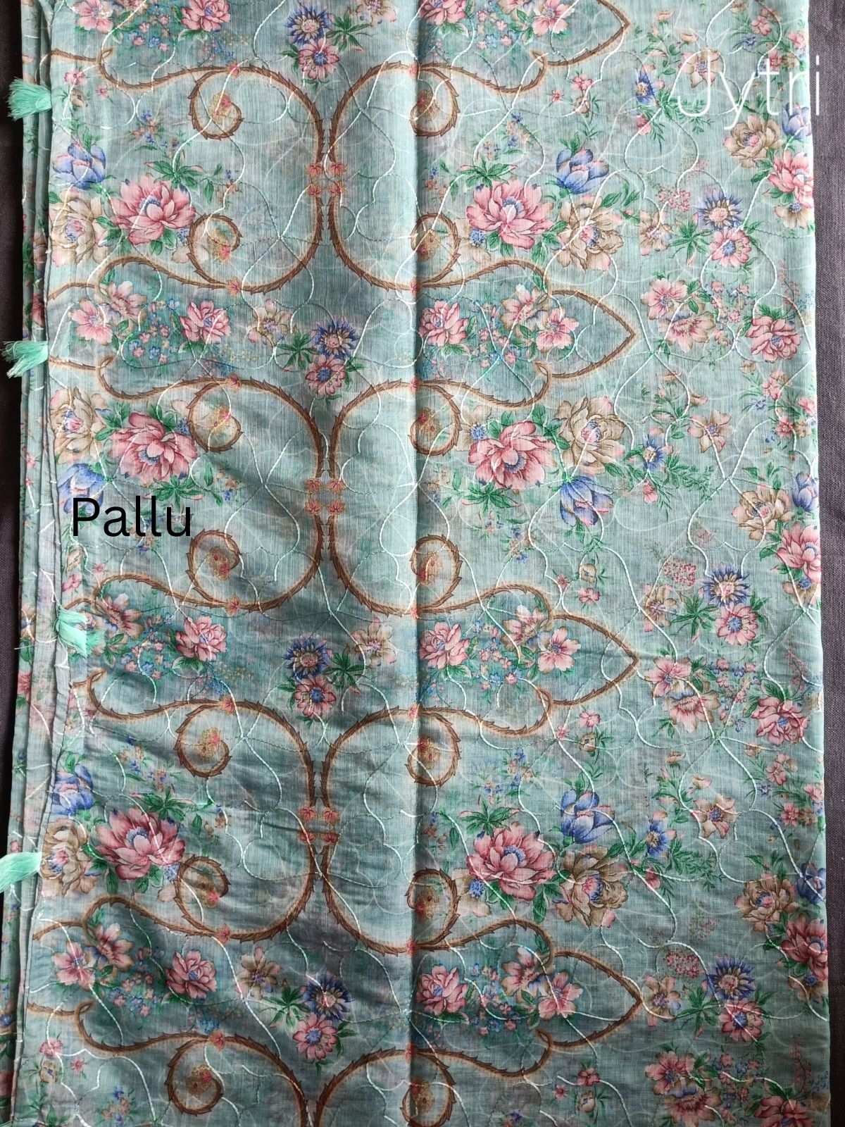 Pastel Green Silver Zari Border Linen Cotton Saree