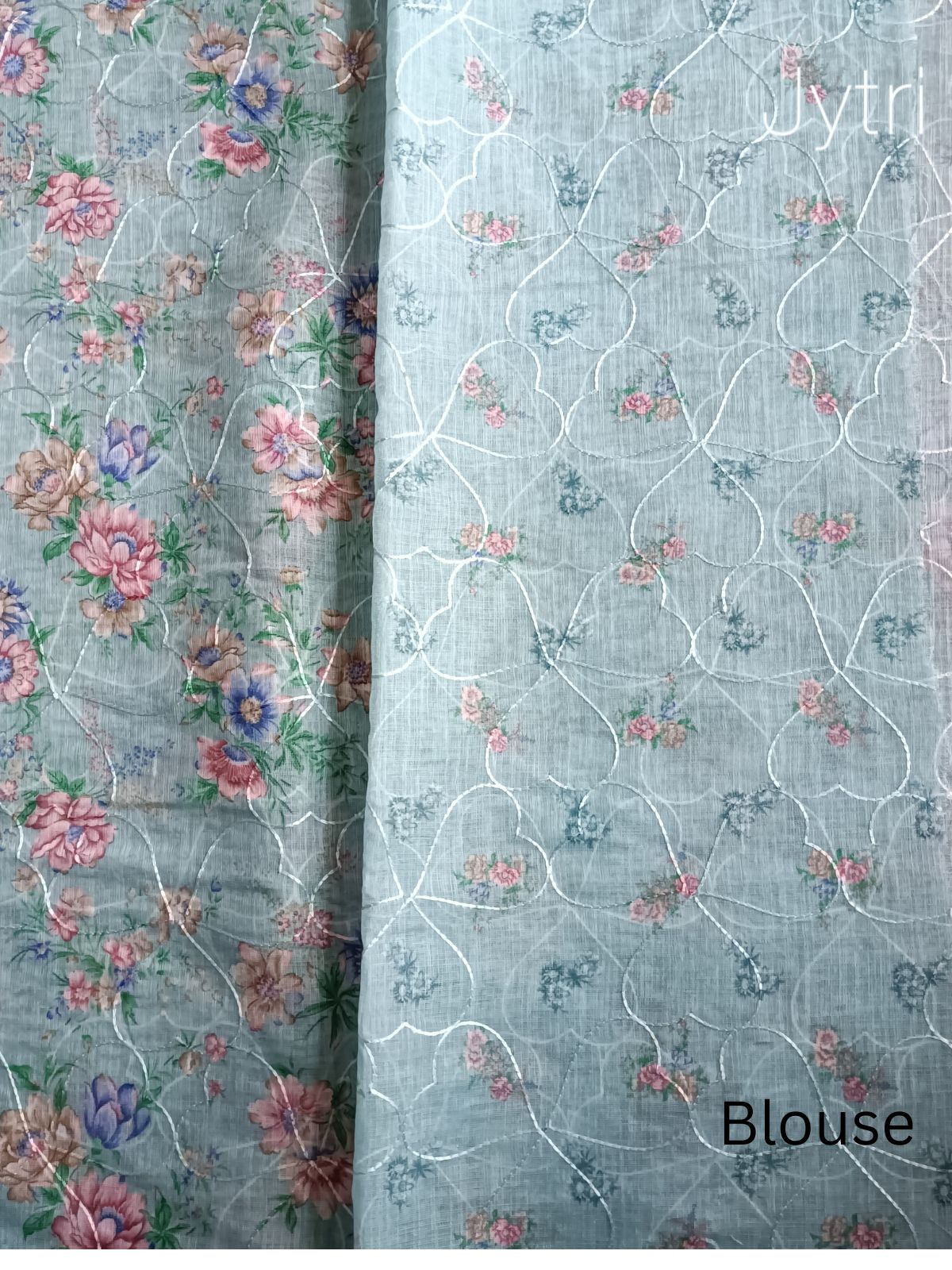 Pastel Green Silver Zari Border Linen Cotton Saree