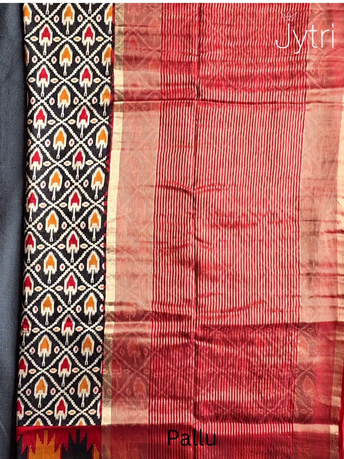 Black Ikat Print Saree