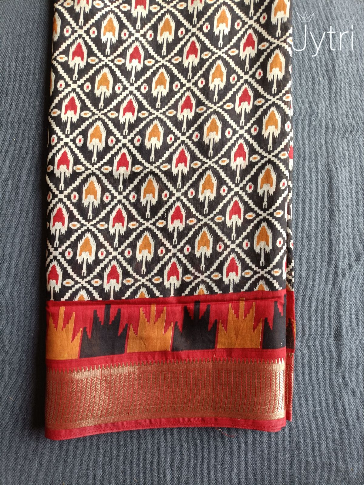 Black Mulmul Cotton Saree