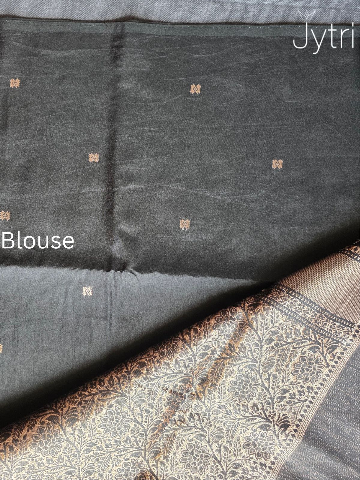 Black Raw Silk Saree Blouse Piece