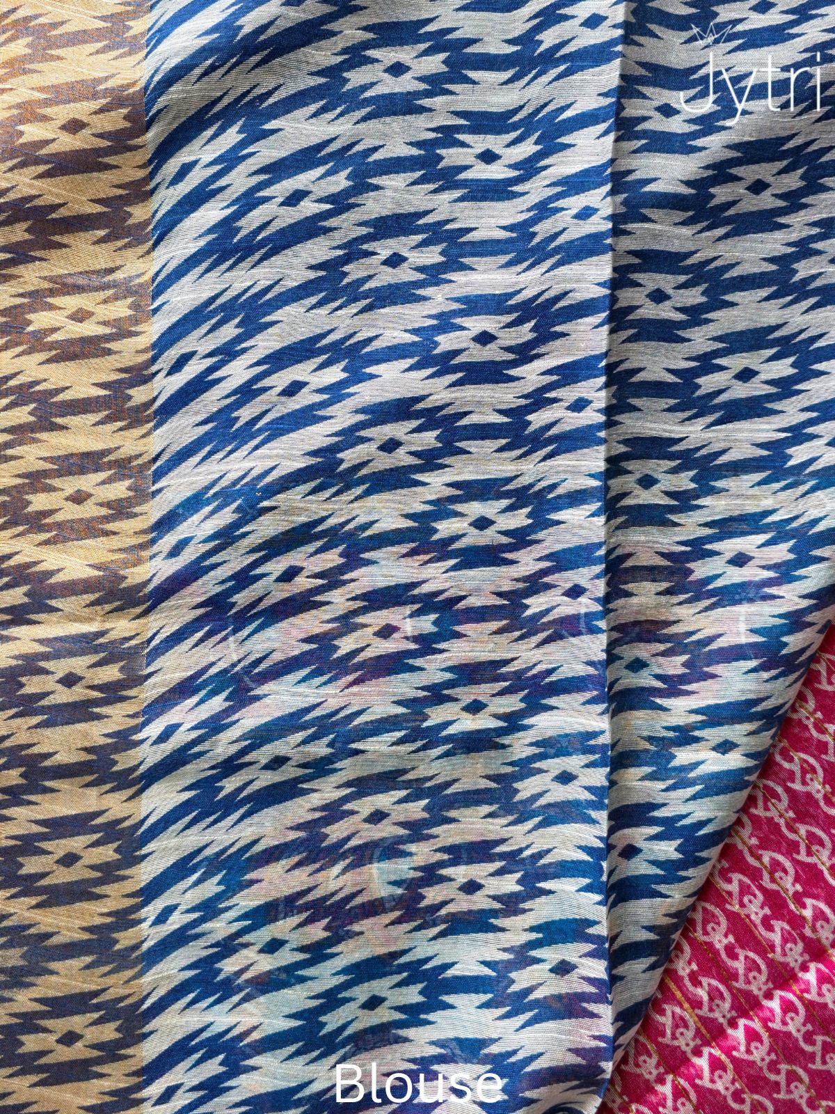 Blue and White Contrast Blouse Piece