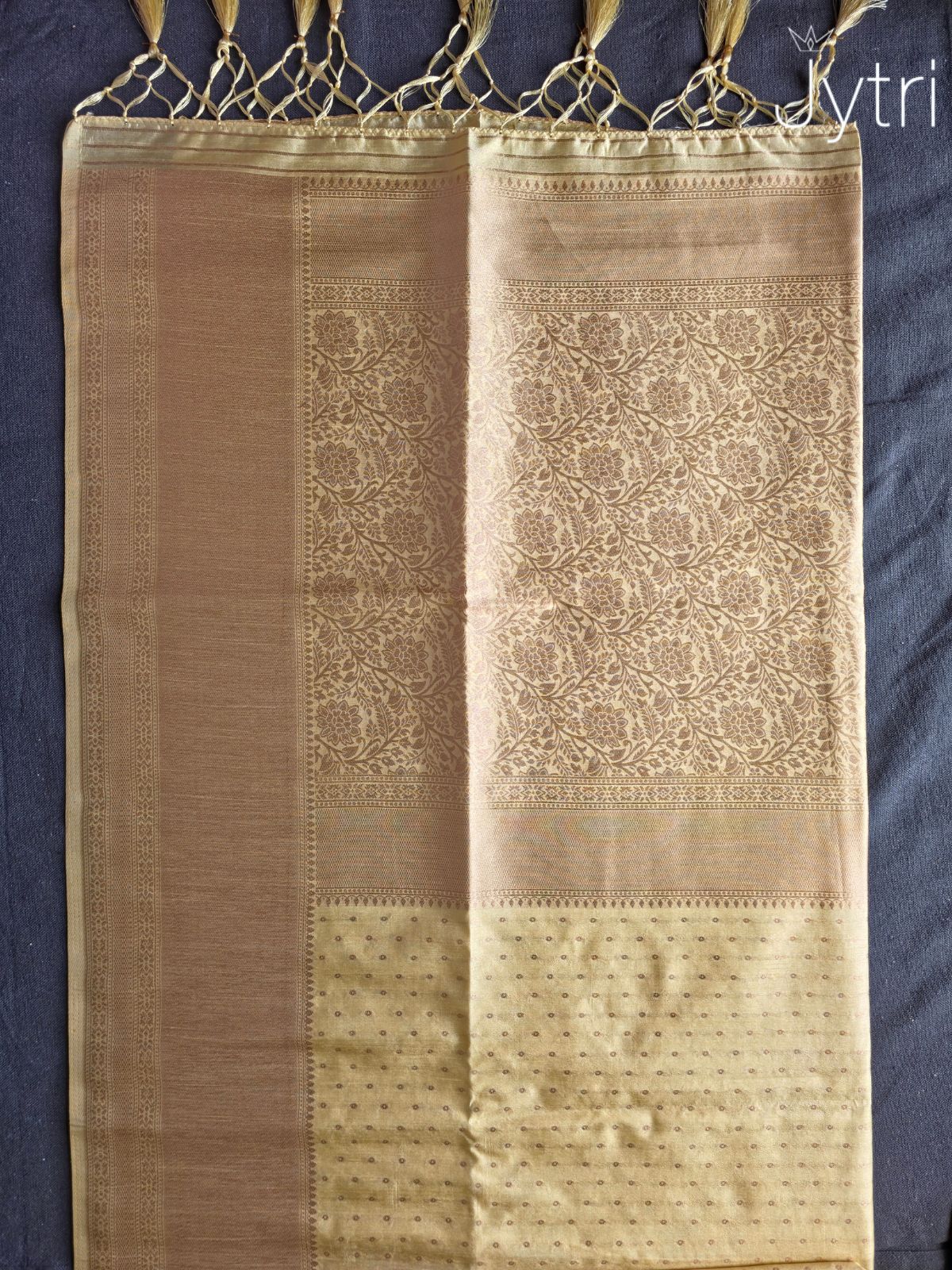 Cream Raw Silk Saree with Zari Work