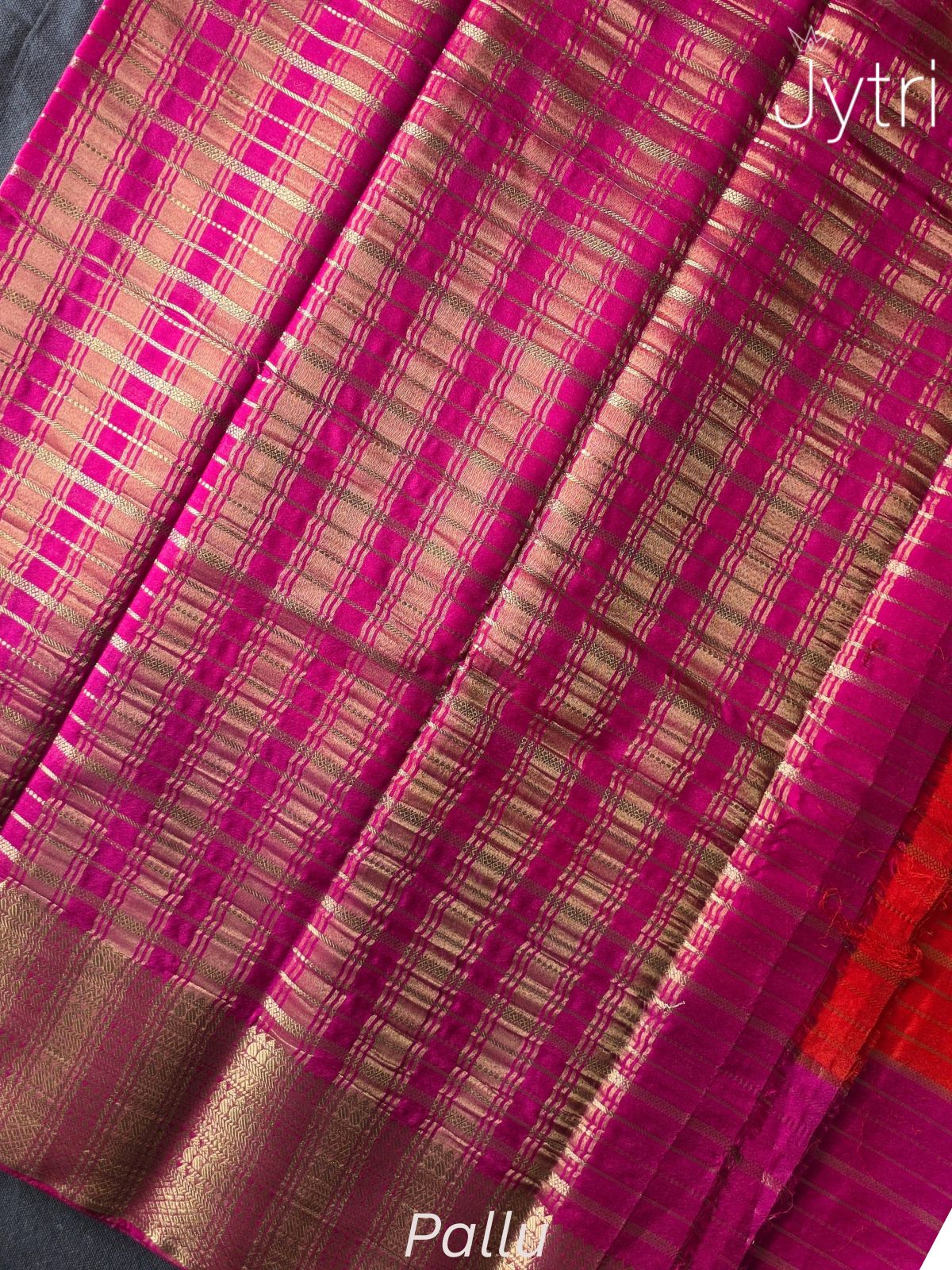 Crepe Georgette Saree Orange and Pink