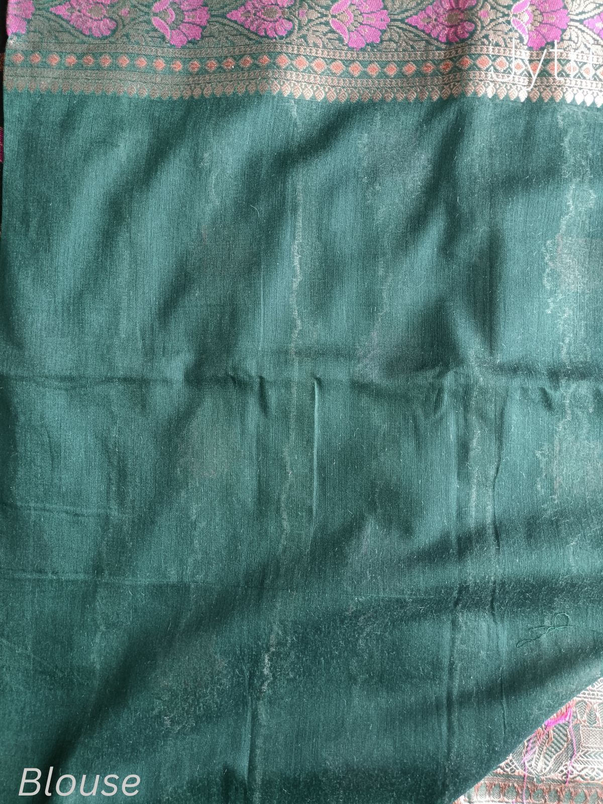 Dark Green Cotton Silk Blouse Piece