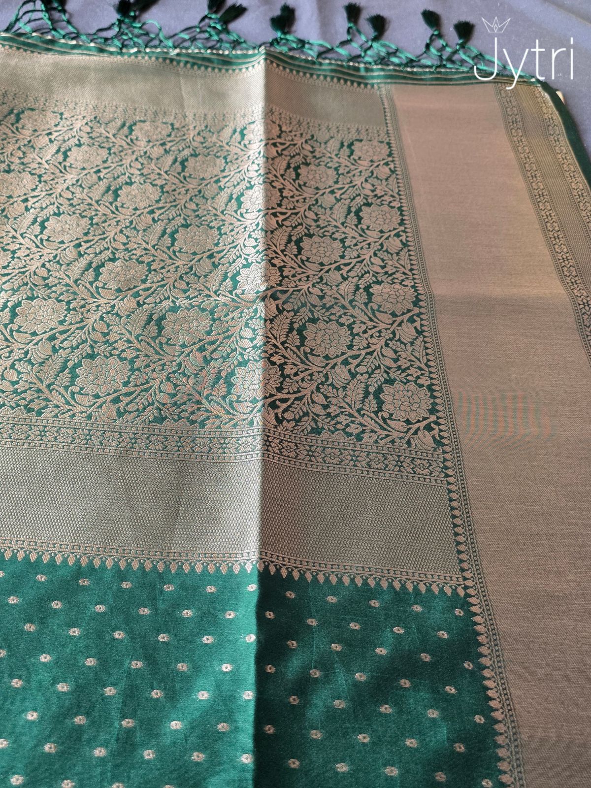 Dark Green Nakoda Raw Silk Saree