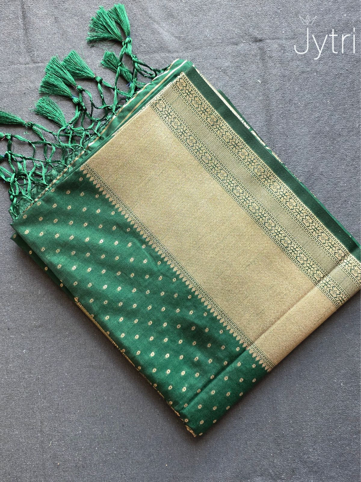 Dark Green Saree with Butta Work