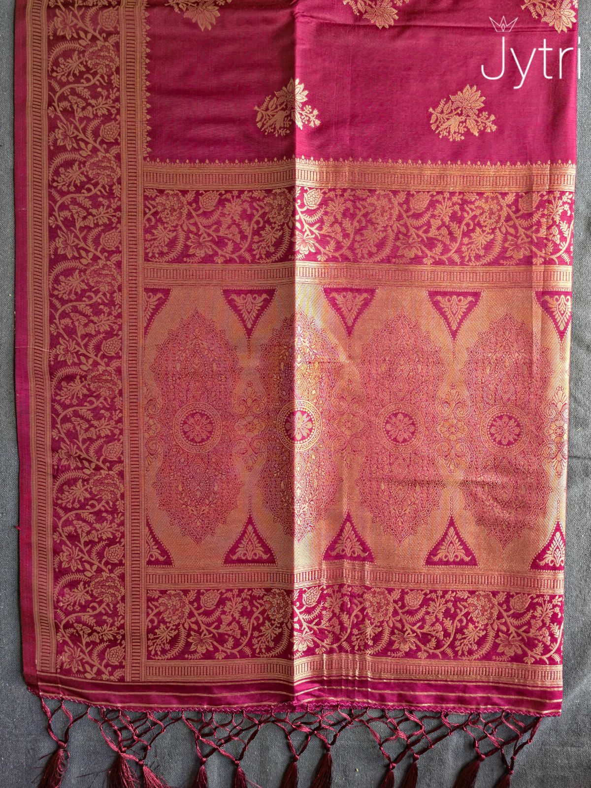 Dark Maroon Crepe Silk Saree