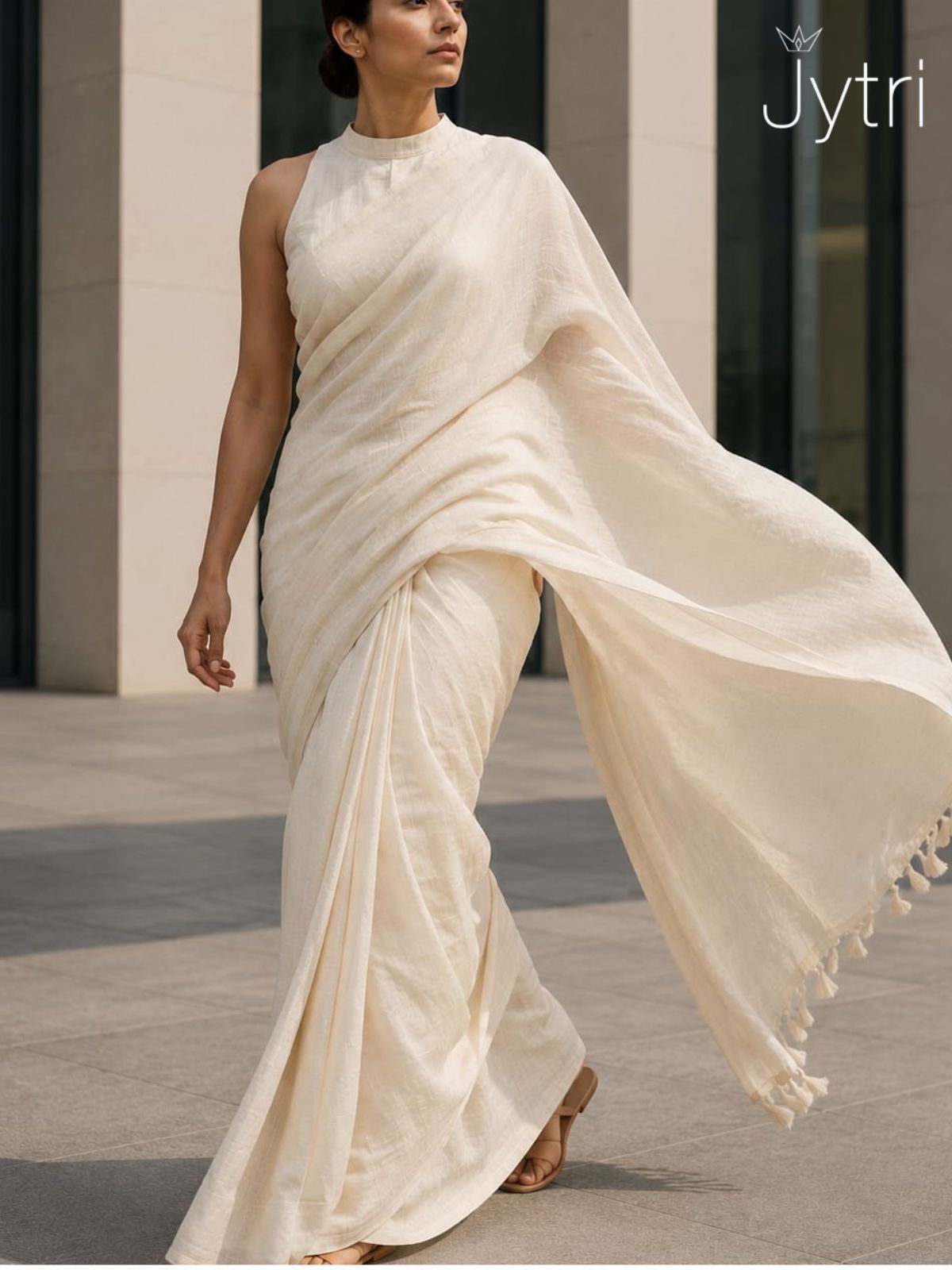 Off White Cotton Saree