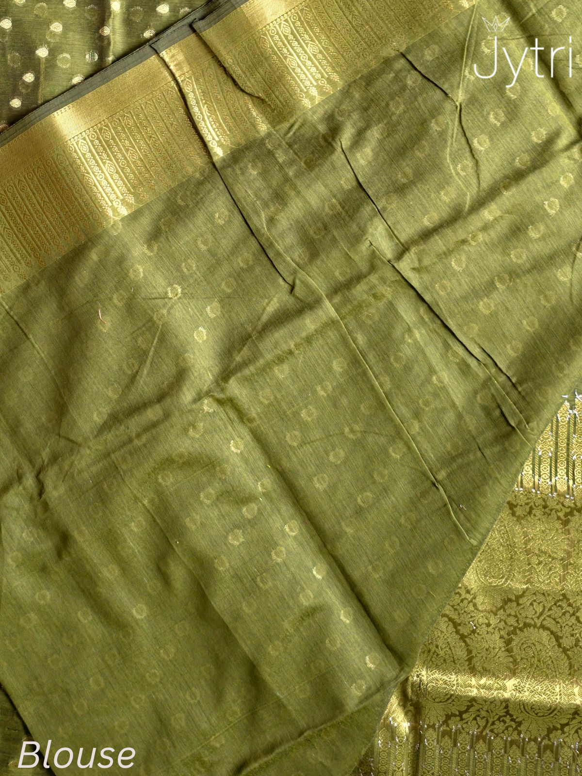 Olive Green Cotton Silk Blouse Piece
