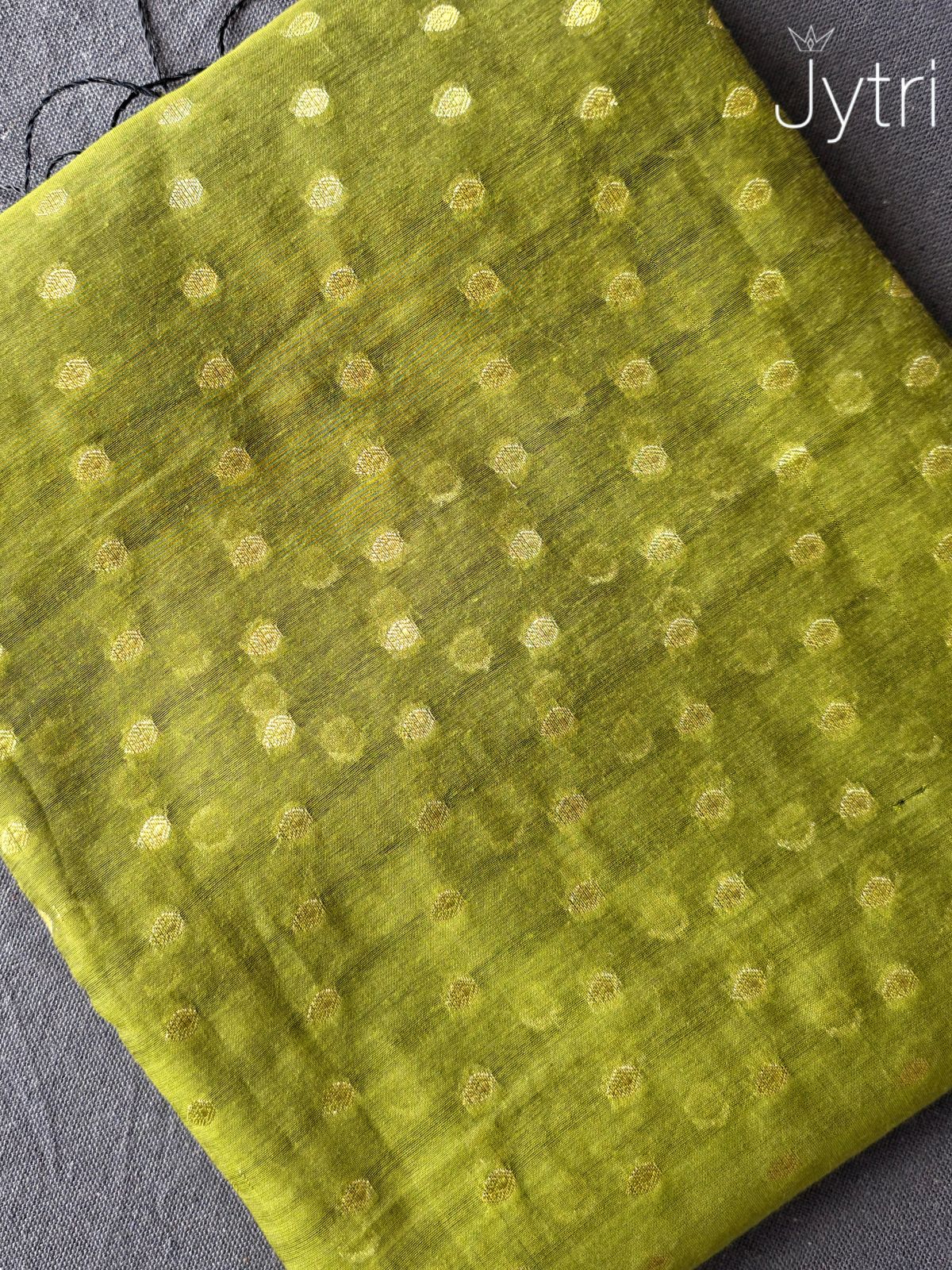 Olive Green Cotton Silk Saree with Butta Work