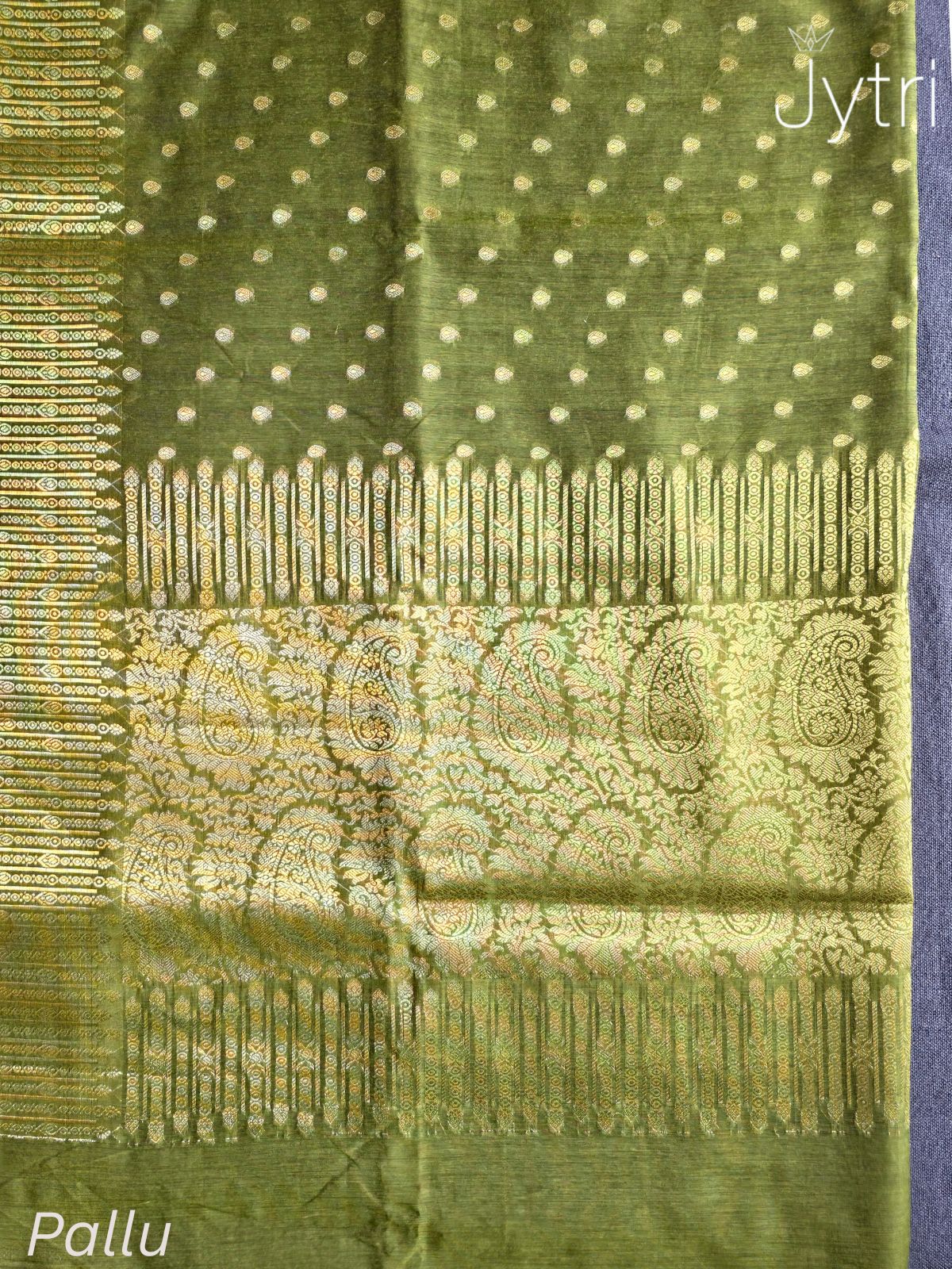 Olive Green Saree with Butta Work