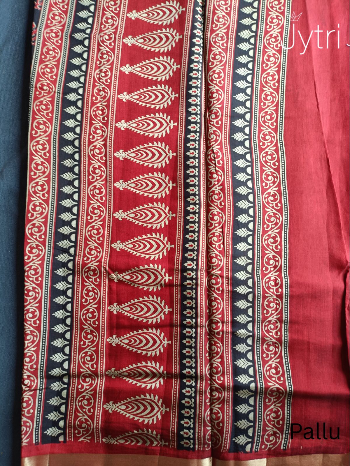 Pallu of Black Mulmul Cotton Saree