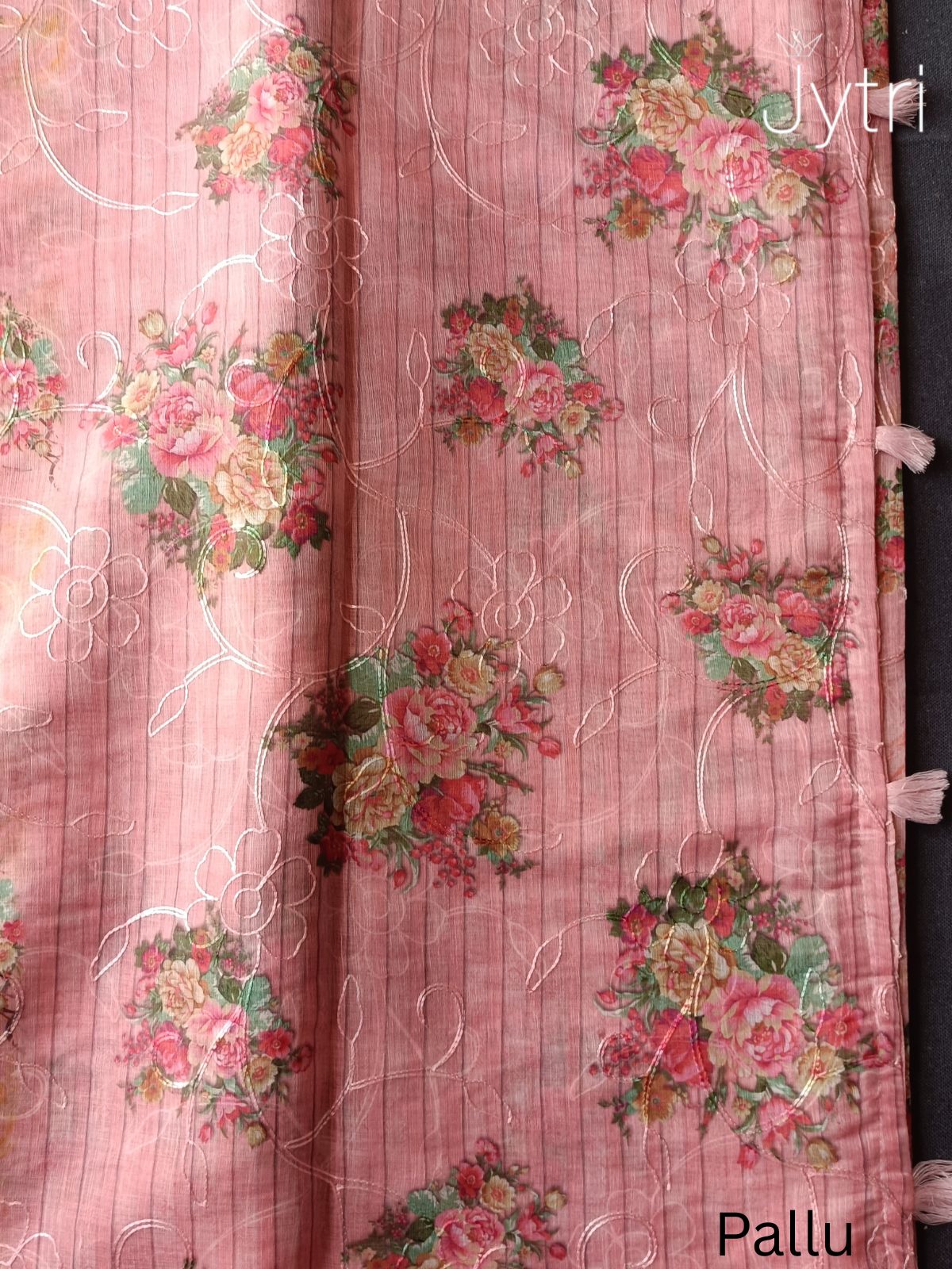 Parrot Pink Linen Cotton Saree Pallu