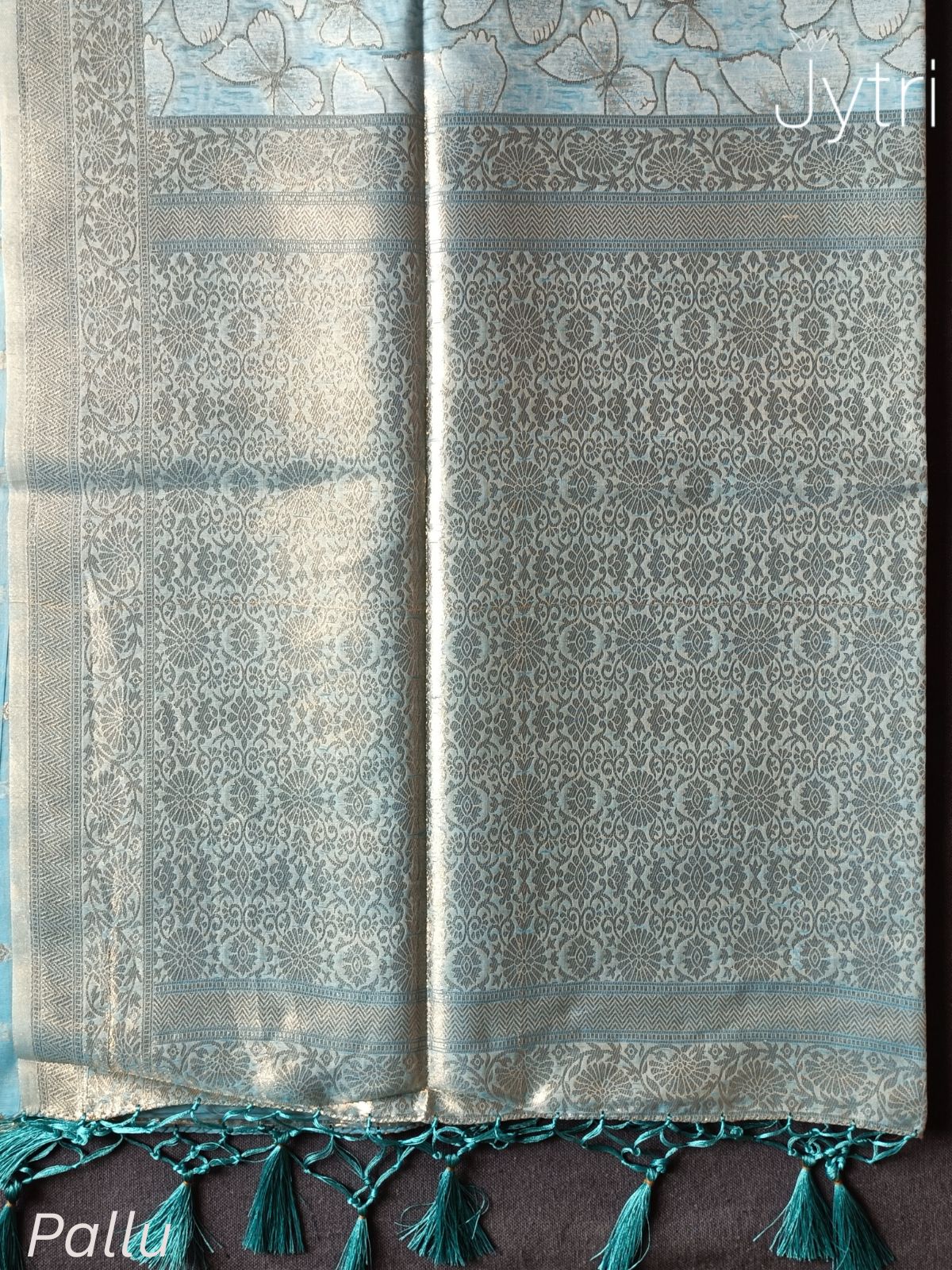 Pastel Blue Zari Border Saree