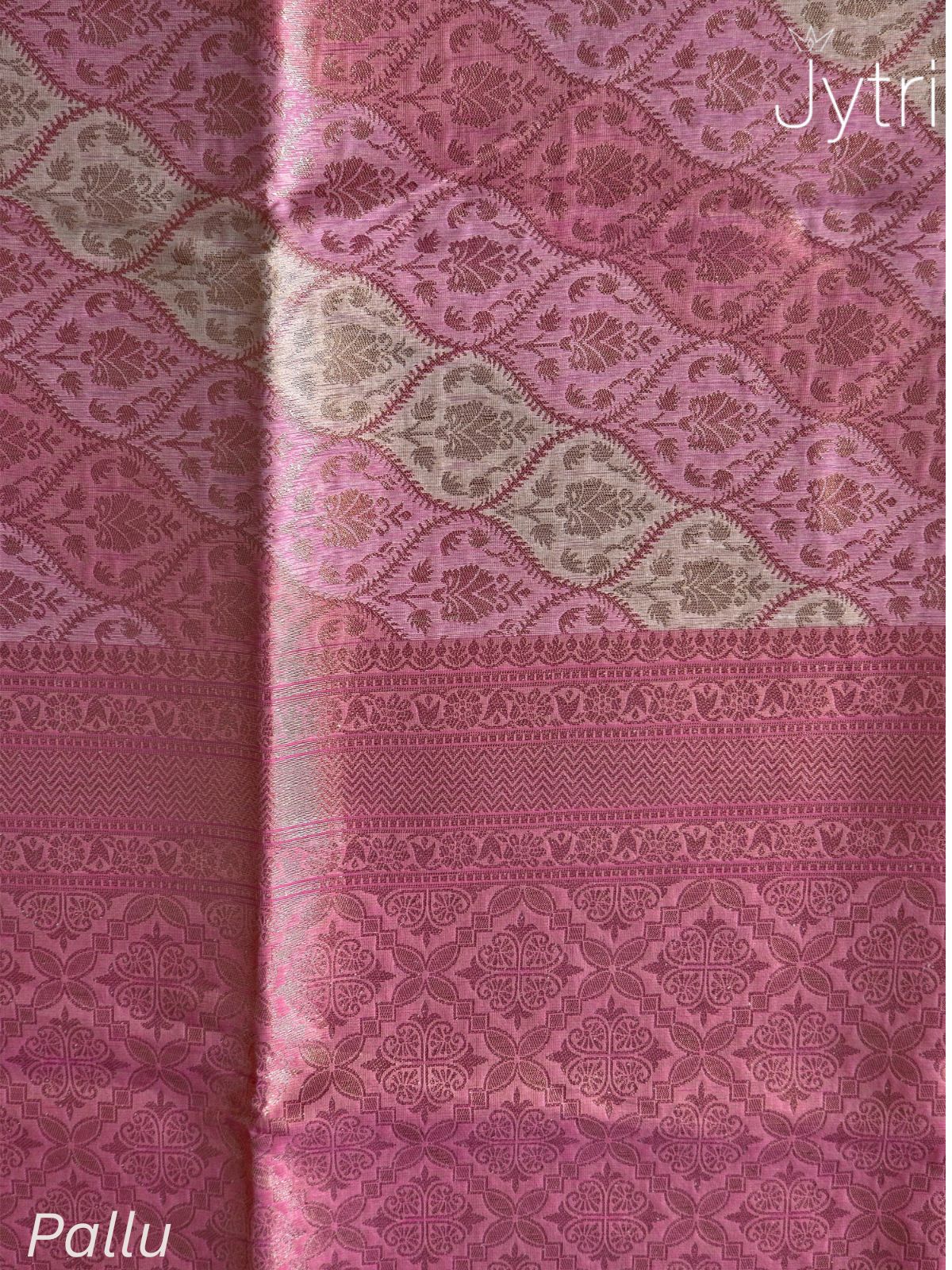 Pastel Pink Saree with Zari Work
