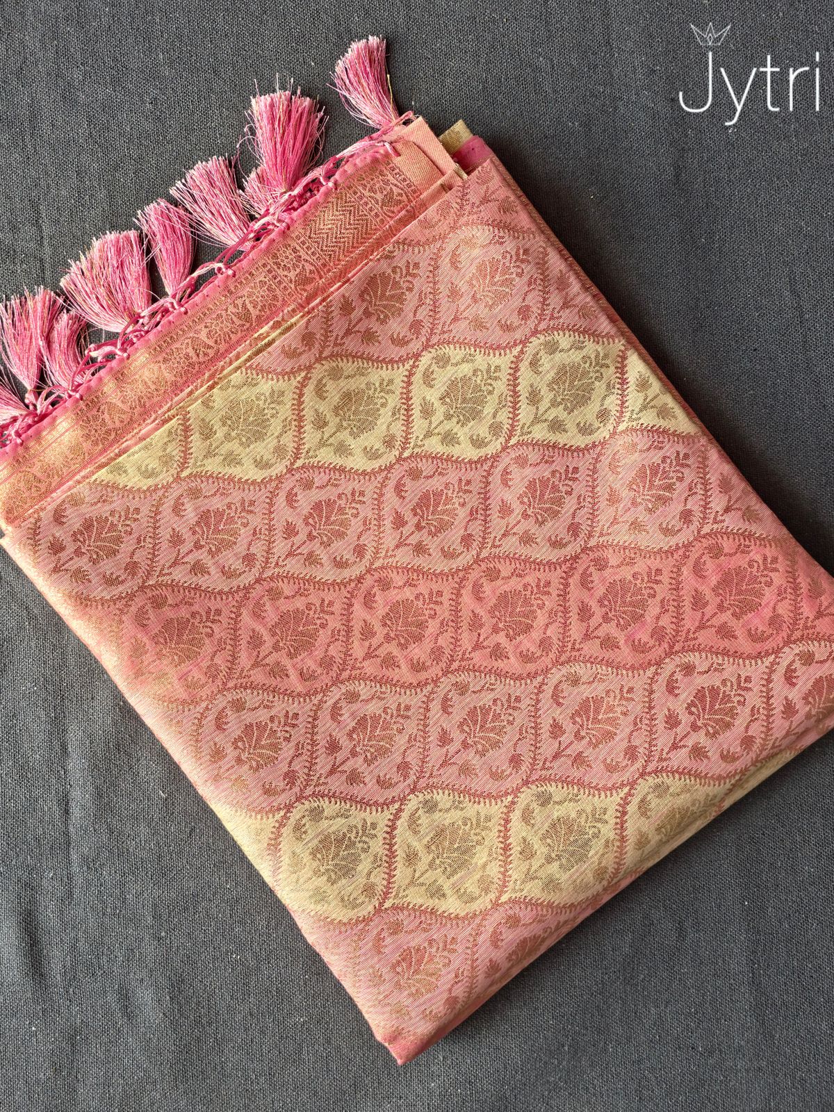 Pastel Pink Tissue Silk Saree