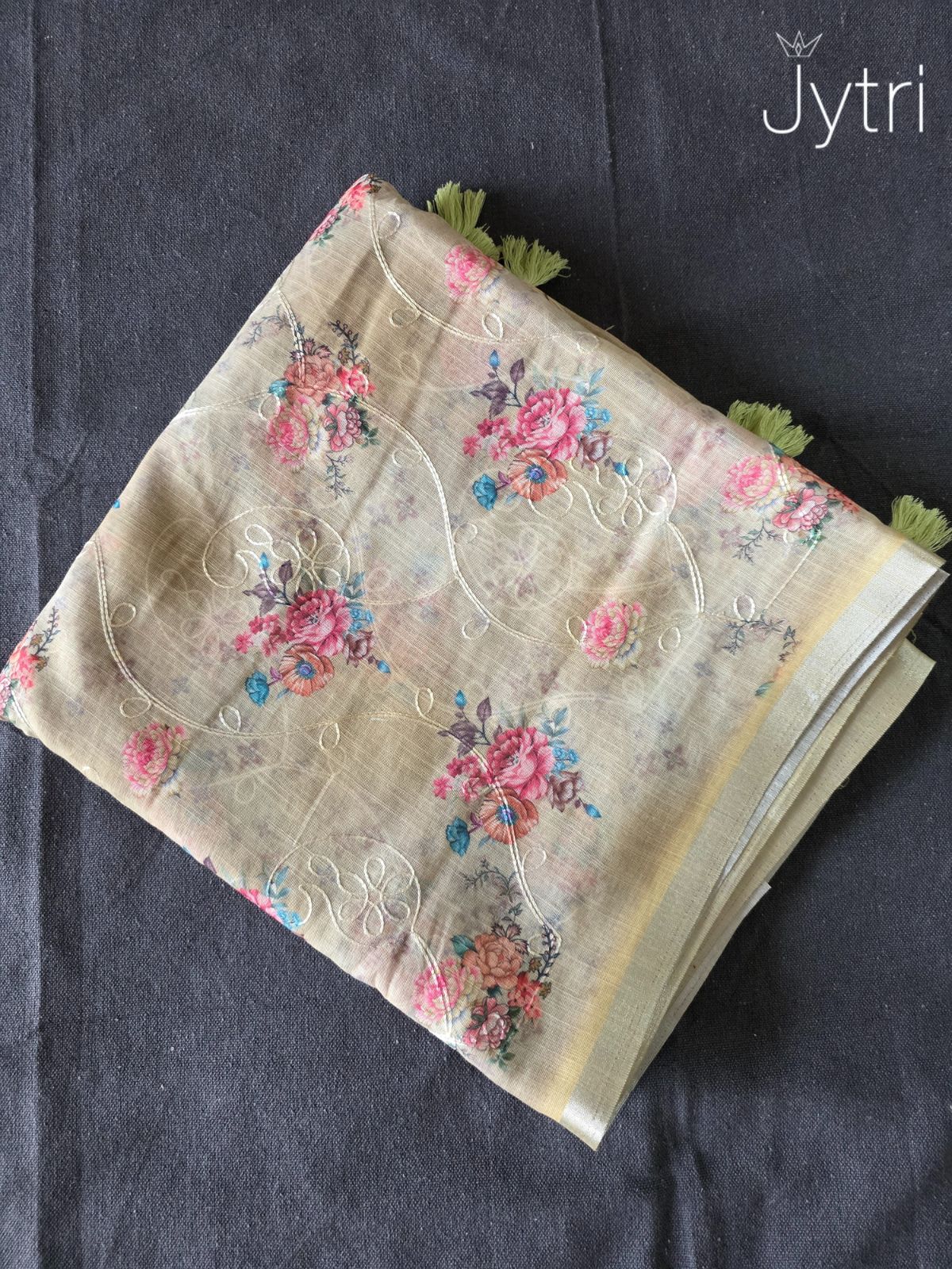 Pastel Yellow Silver Zari Border Linen Cotton Saree