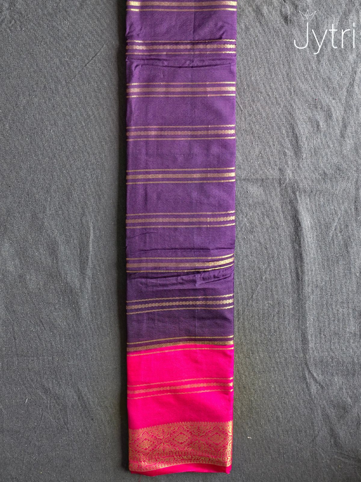 Purple and Pink Saree with Zari Border