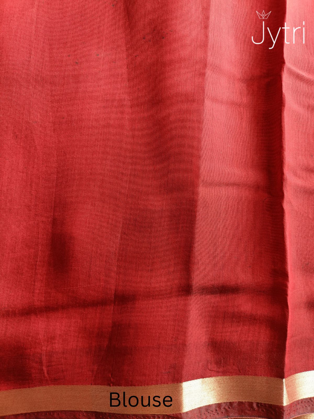 Red Blouse Piece of Black Mulmul Cotton Saree