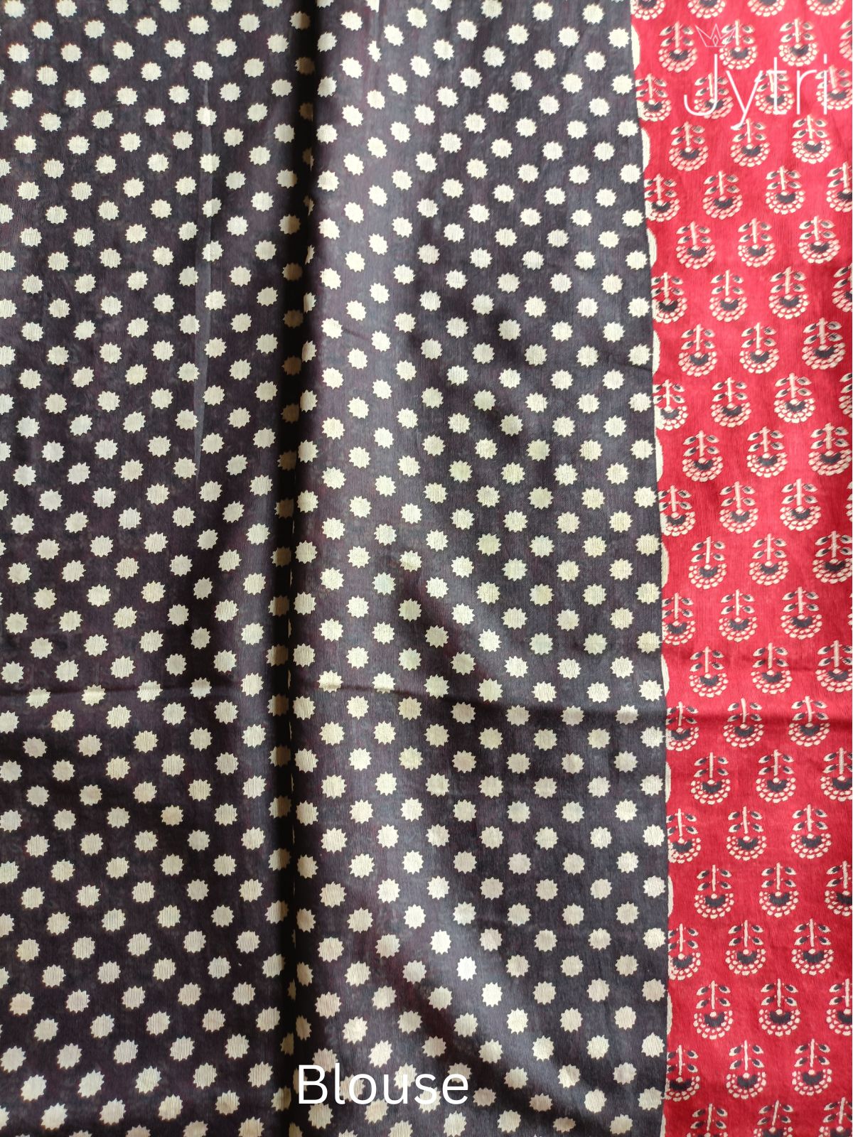 Red Mulmul Cotton Saree Blouse