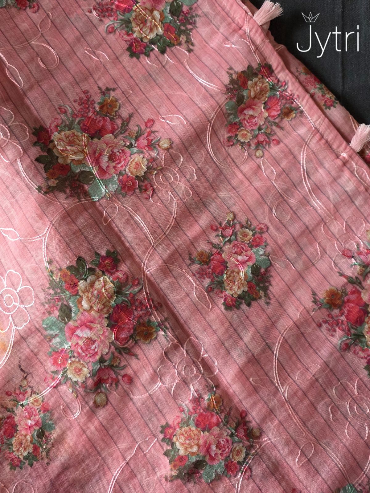 Silver Zari Border Linen Cotton Saree