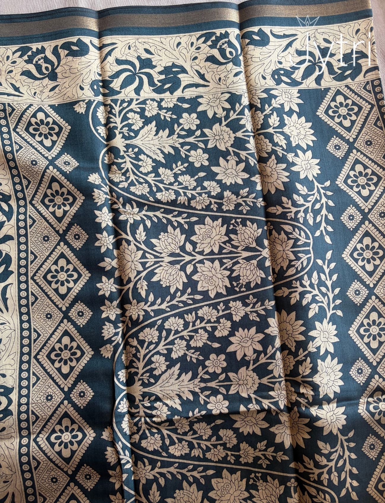 Teal Blue Saree Pallu