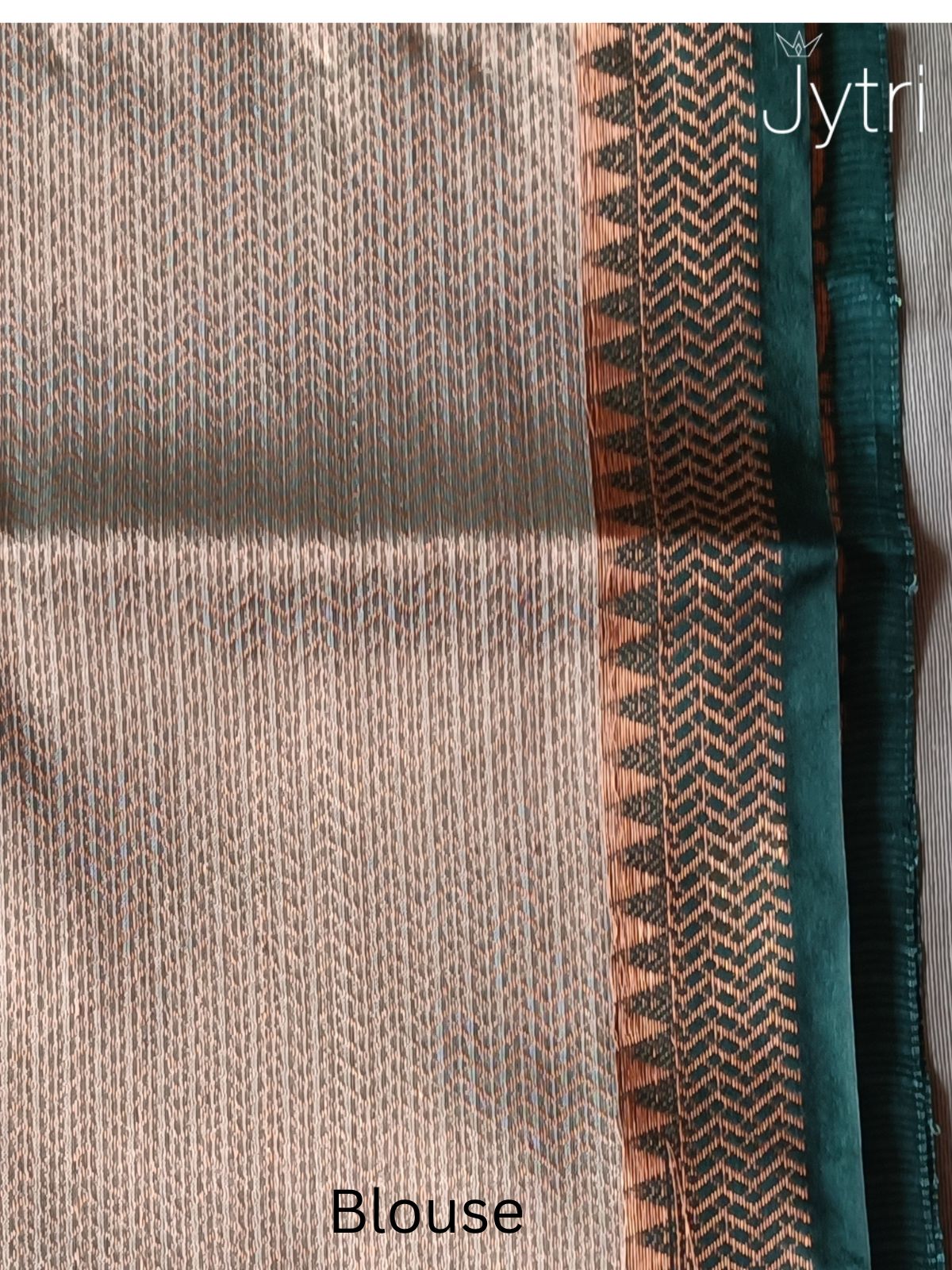Turquoise Green Manipuri Cotton Saree Blouse Piece