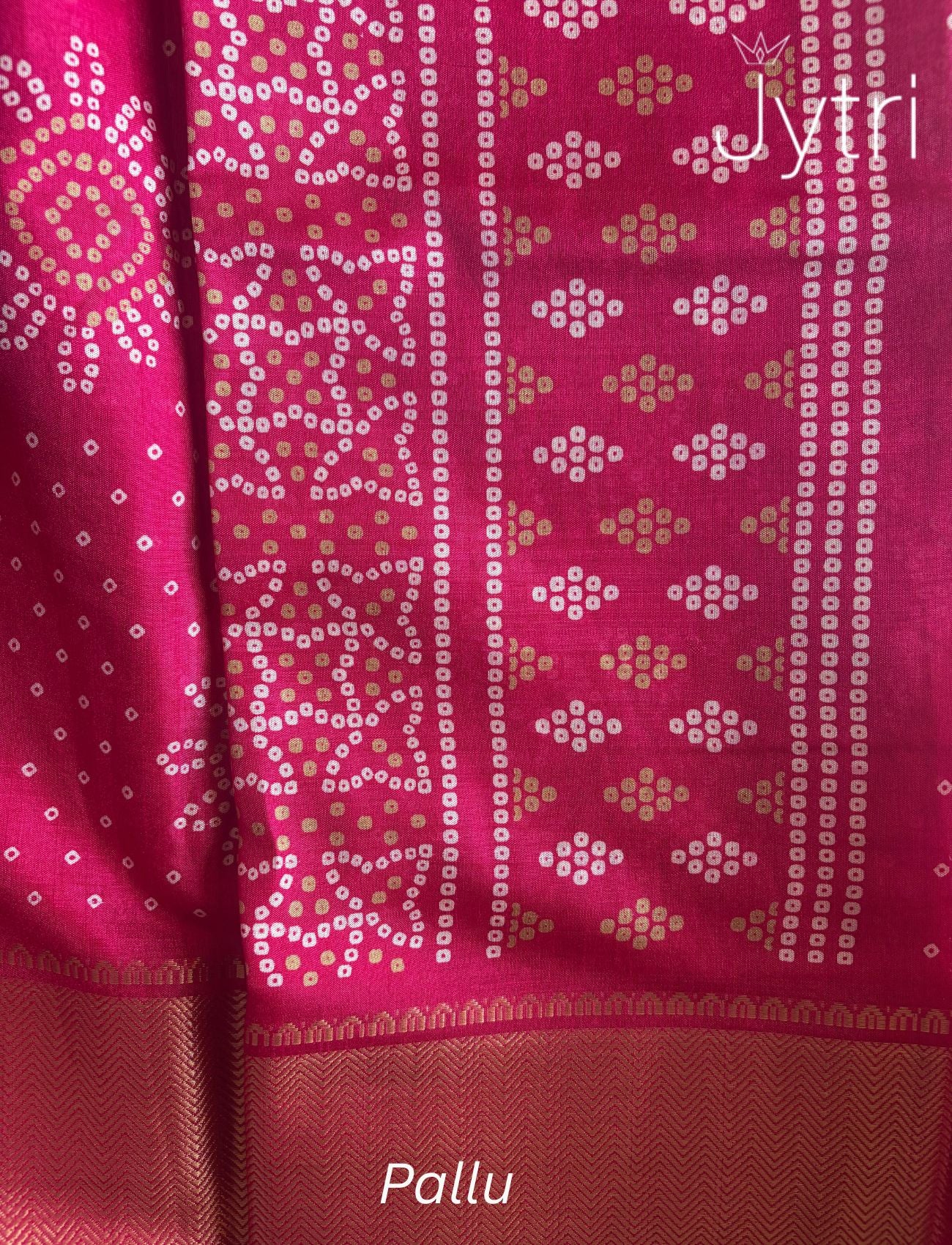 Bandhani Print Saree Dark Pink