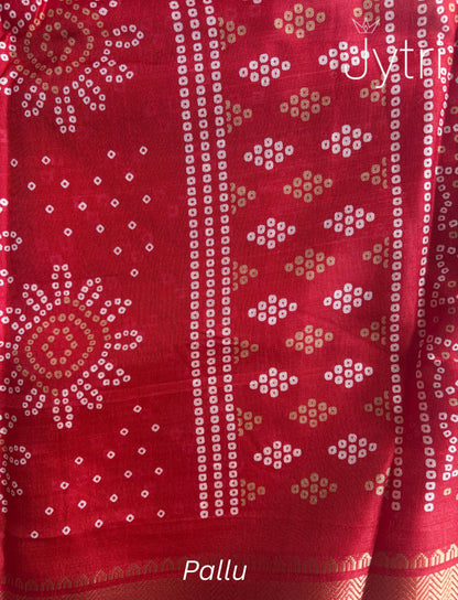 Bandhani Print Saree Red