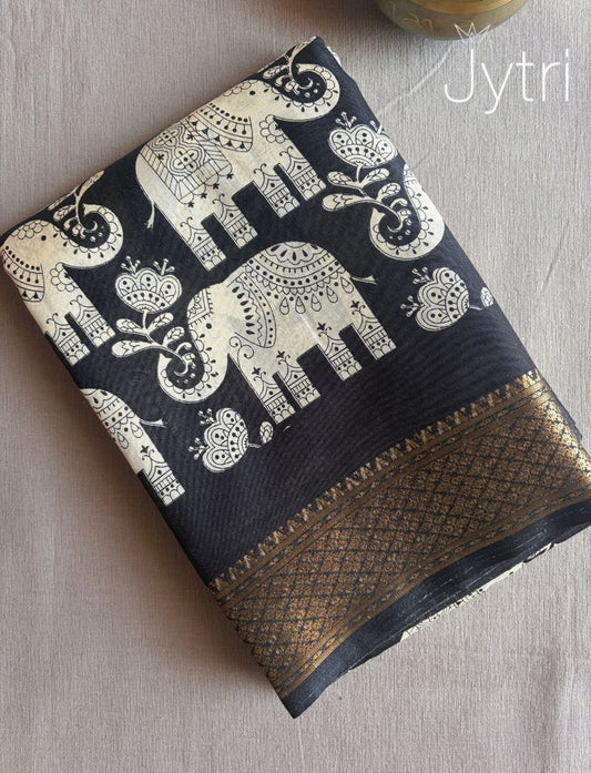 Black and White Artistic Saree