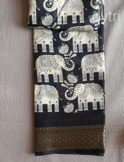 Black and White Saree