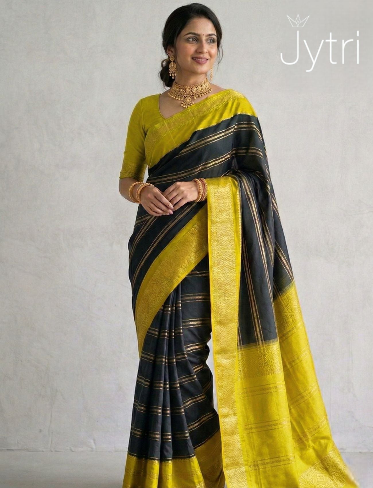 Black and Yellow Saree