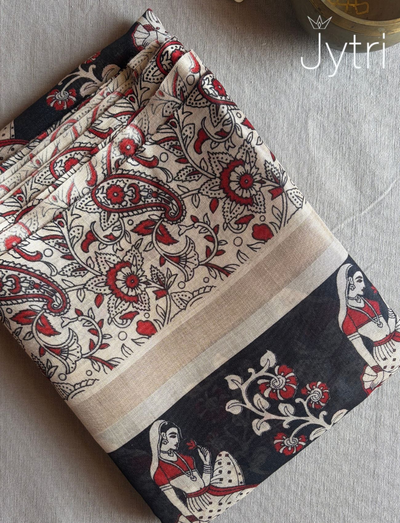 Black Art Print Saree