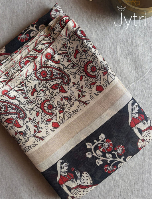 Black Art Print Saree