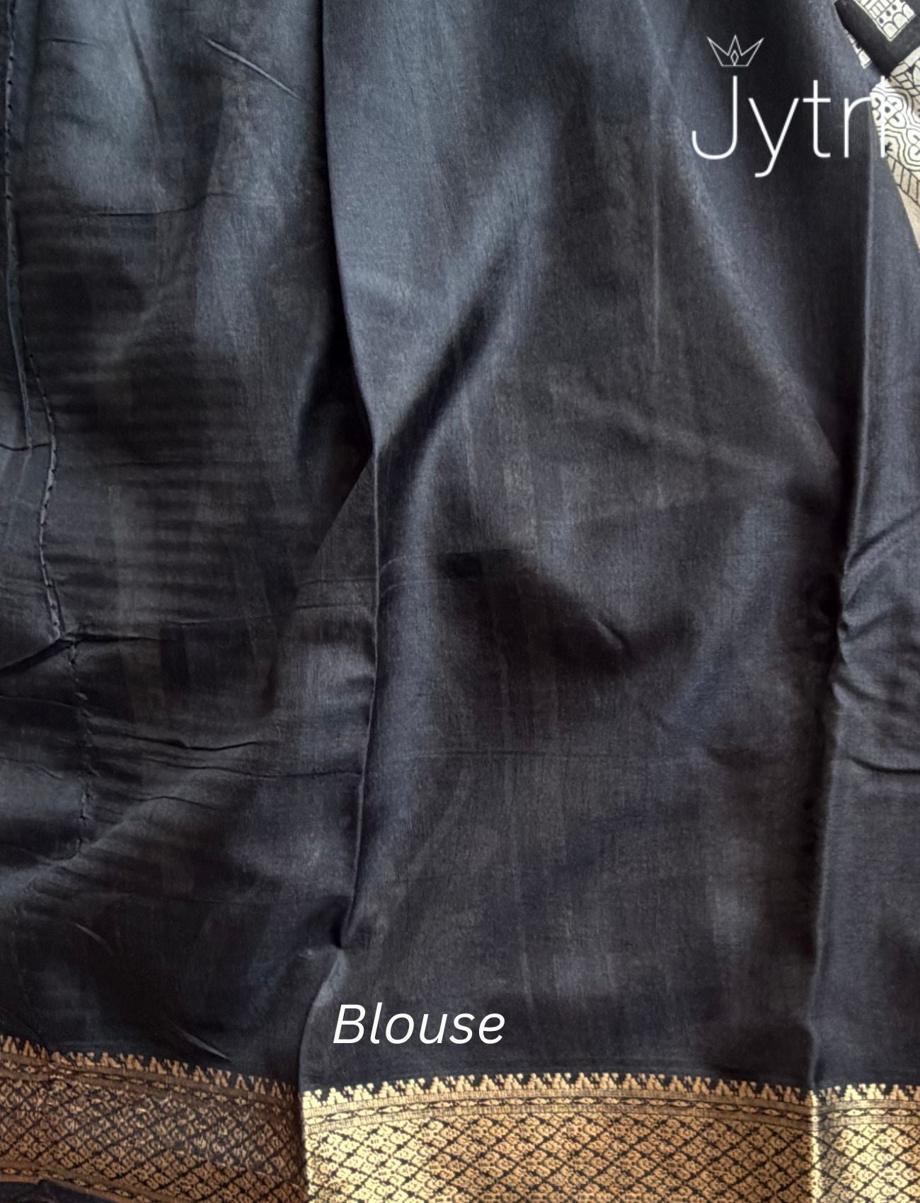 Black elephant print saree