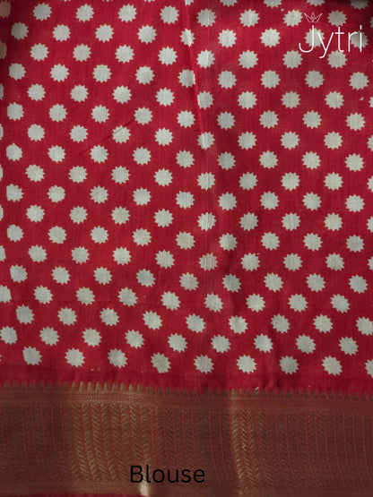 Black Ikat Print Saree Red Contrast Blouse