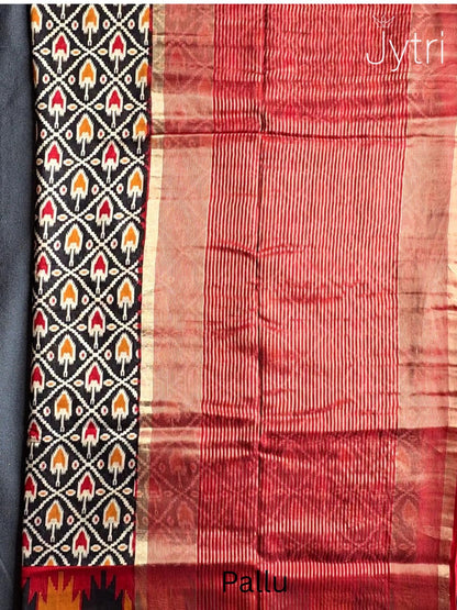 Black Ikat Print Saree