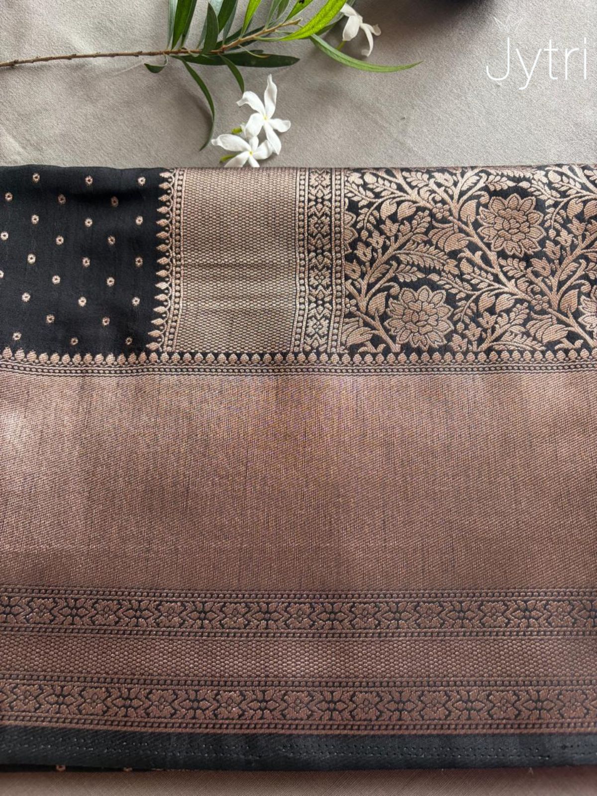 Black Saree with 1000 Butta Designs