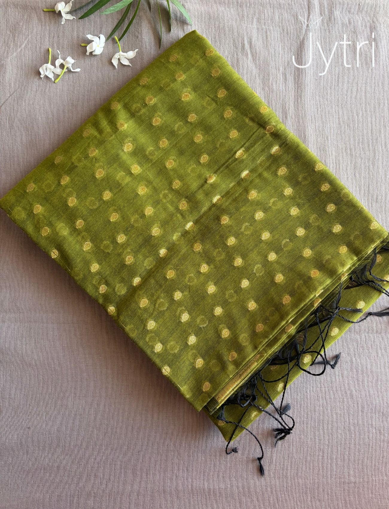 Cotton Silk Saree Olive Green 