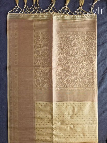 Cream Raw Silk Saree with Zari Work
