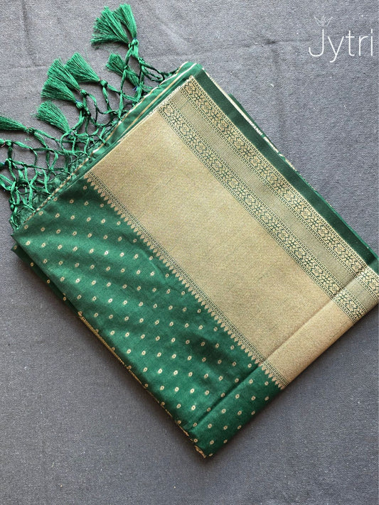 Dark Green Saree with Butta Work