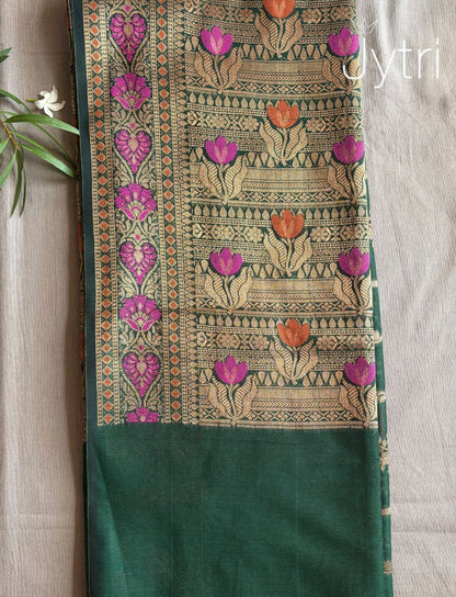 Dark Green Saree with Threadwork
