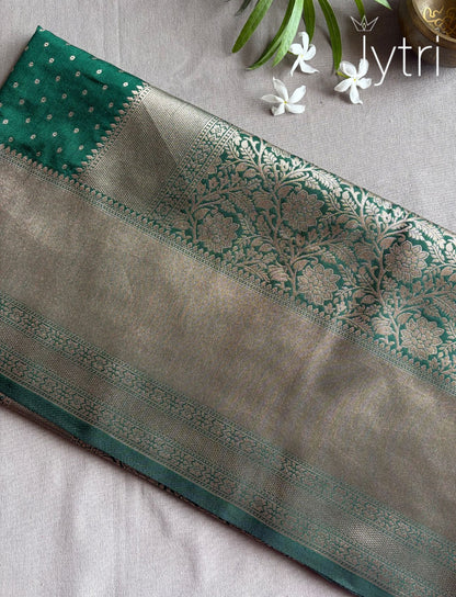 Dark Green Saree with Zari Work