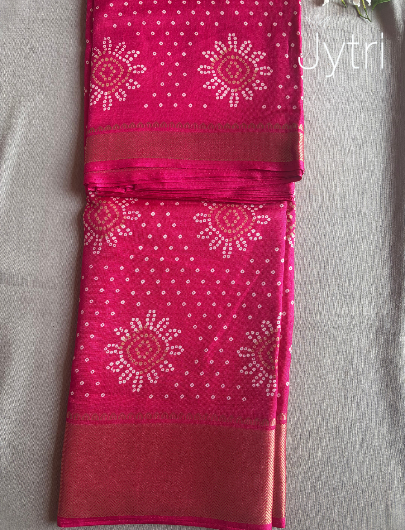 Dark Pink Saree with Dot Prints