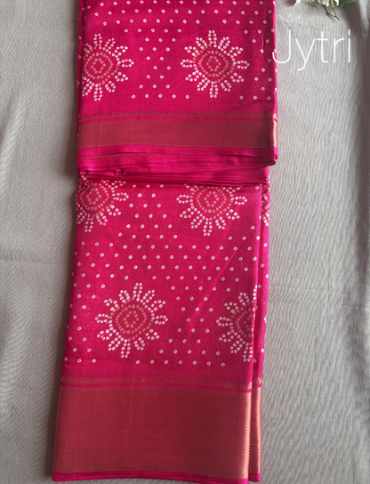 Dark Pink Saree with Dot Prints