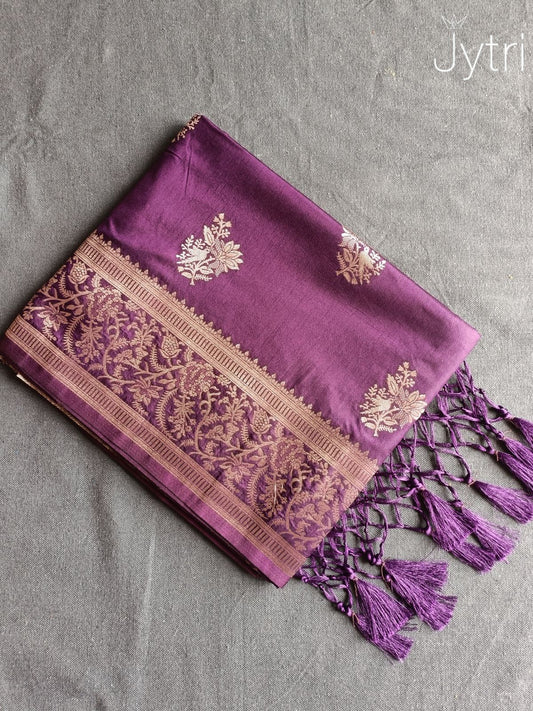 Deep Plum Crepe Silk Saree