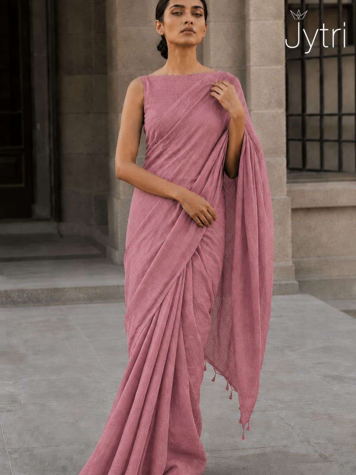 Dusty Rose Cotton Saree