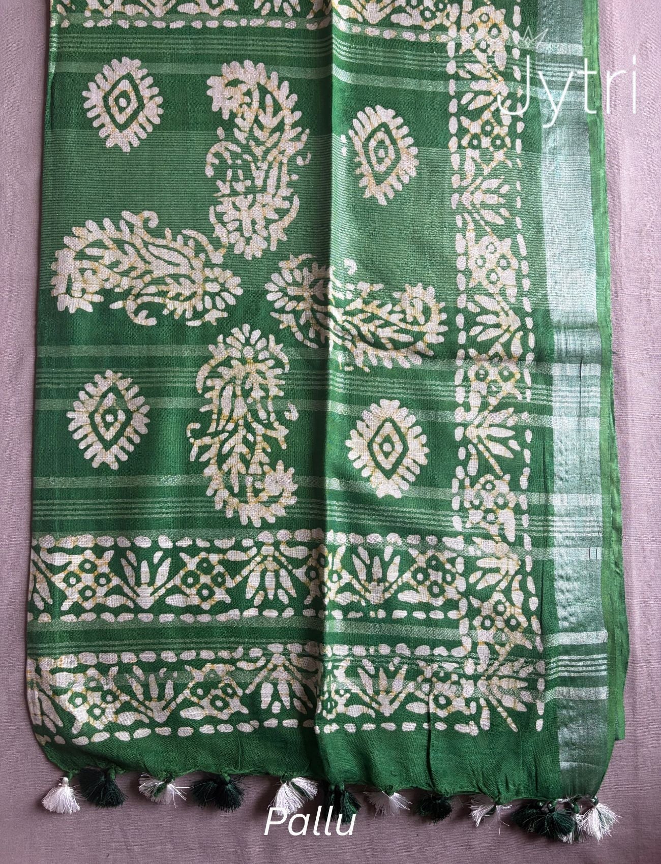 Forest Green Saree with Tassels