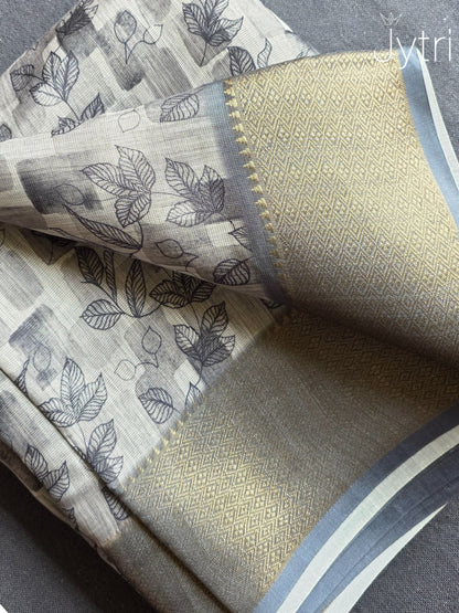Grey Digital Print Saree